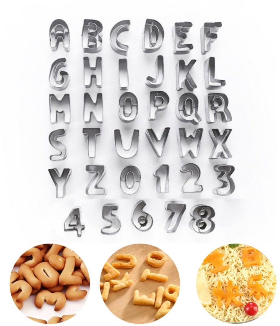 Pyreta koekjesvormpjes RVS Letters en cijfers (35 stuks)