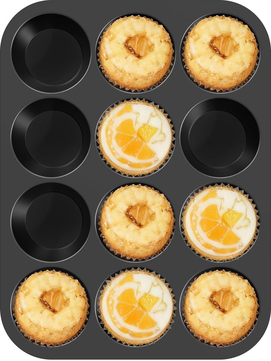 Famanu muffinvorm Grote van siliconen zwart (1 stuks)