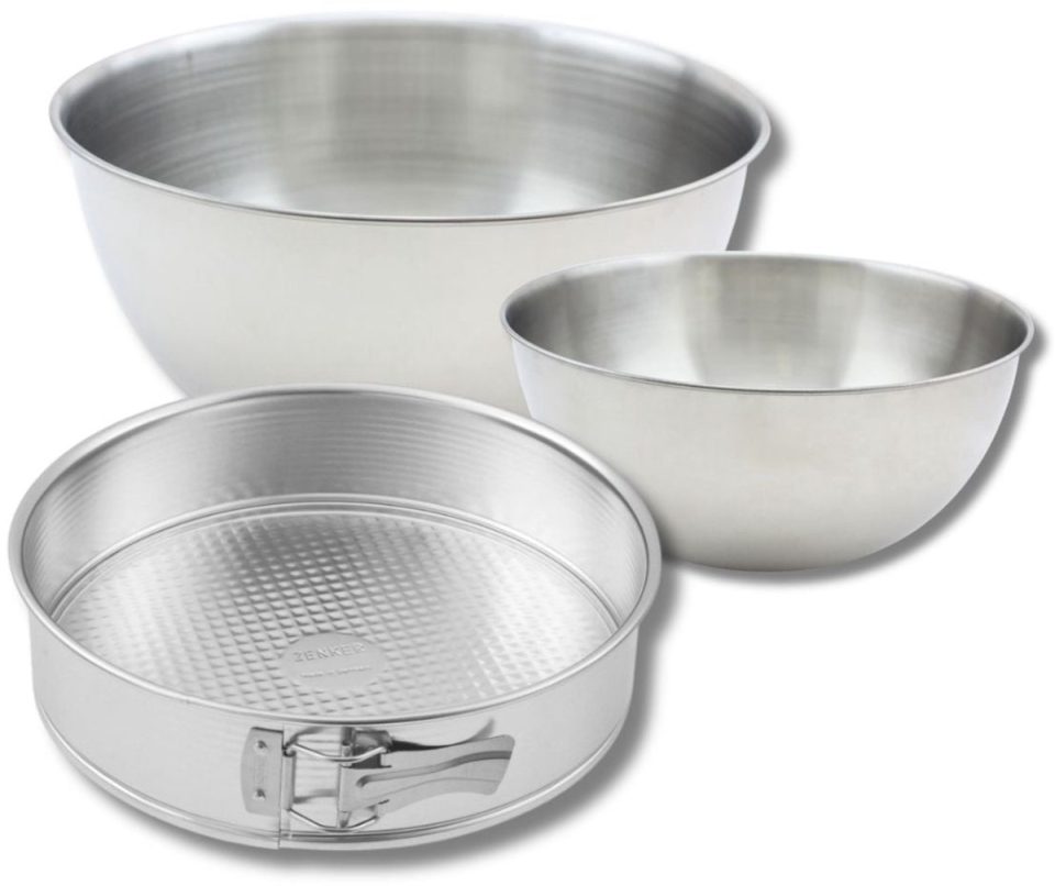 Zenker springvorm Set bestaande uit 1, 1 spatel en 2 mengkommen van roestvrij staal Fackelmann 28 cm