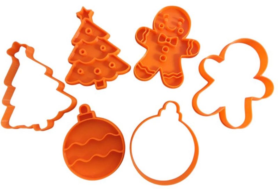 Cookie Cutters uitsteekvormpjes Kerst Koekjes Uitstekers Uitsteekvormen met stempel Gingerbread man, Kerstboom en Kerstbal set