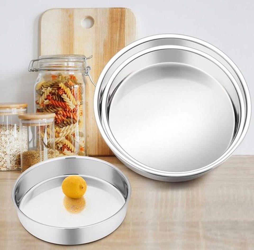 Borvat® oven 3-Delige Ronde RVS Bakvorm Set Zilver Set Van 3 36 cm