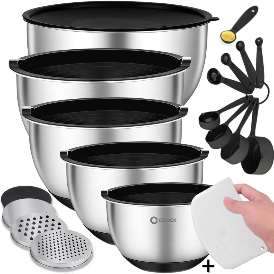 Coock beslagkommen RVS 24 Delige Set van 5 Zwart