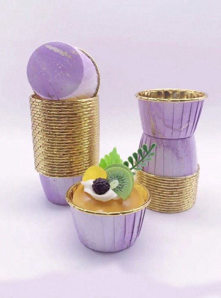 Jealie Muffin Cupcake Bakvormen Paars Goud (30 stuks)