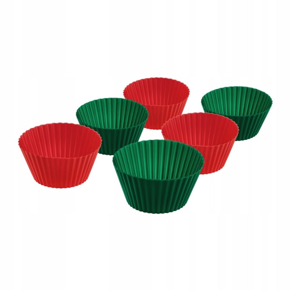 many_brands 6X Siliconen Muffinvormpjes Rood & Groen