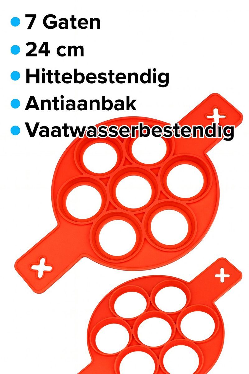 K&R Ventures Siliconen pannenkoekjesvorm 7 vakken 24 cm