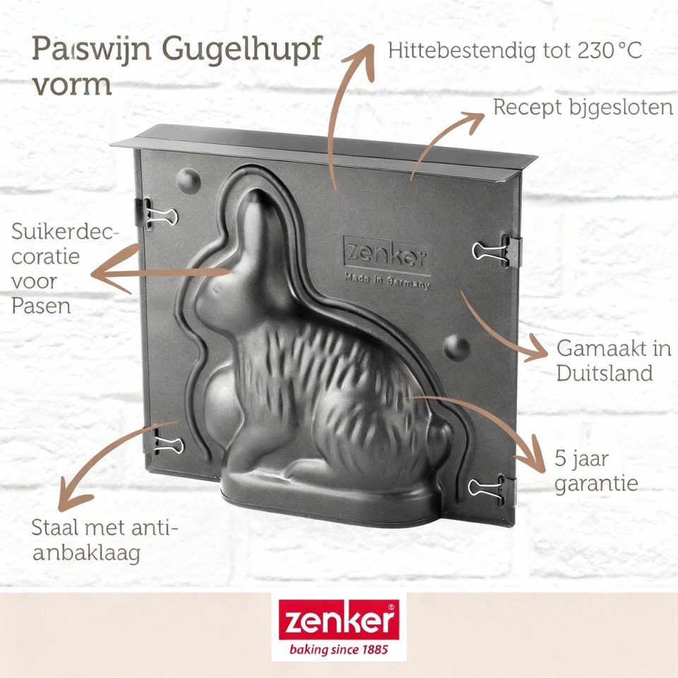 Zenker taartvorm 3D in de vorm van een Paashaas 600
