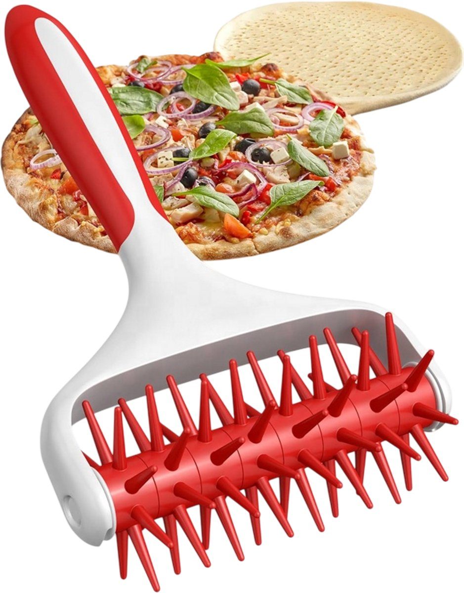 Somstyle Deegperforator Deegprikker Pizza Rood Wit 20 x 12,3 cm