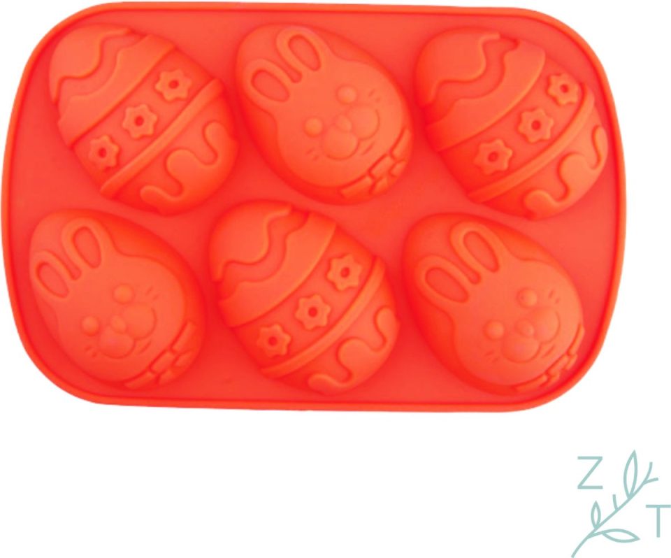ZijTak chocoladevorm Paasei silicone mal Rood