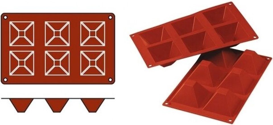 Silikomart bakmat Pyramid (Cap. SiliconFlex 070062 (06 stuks)