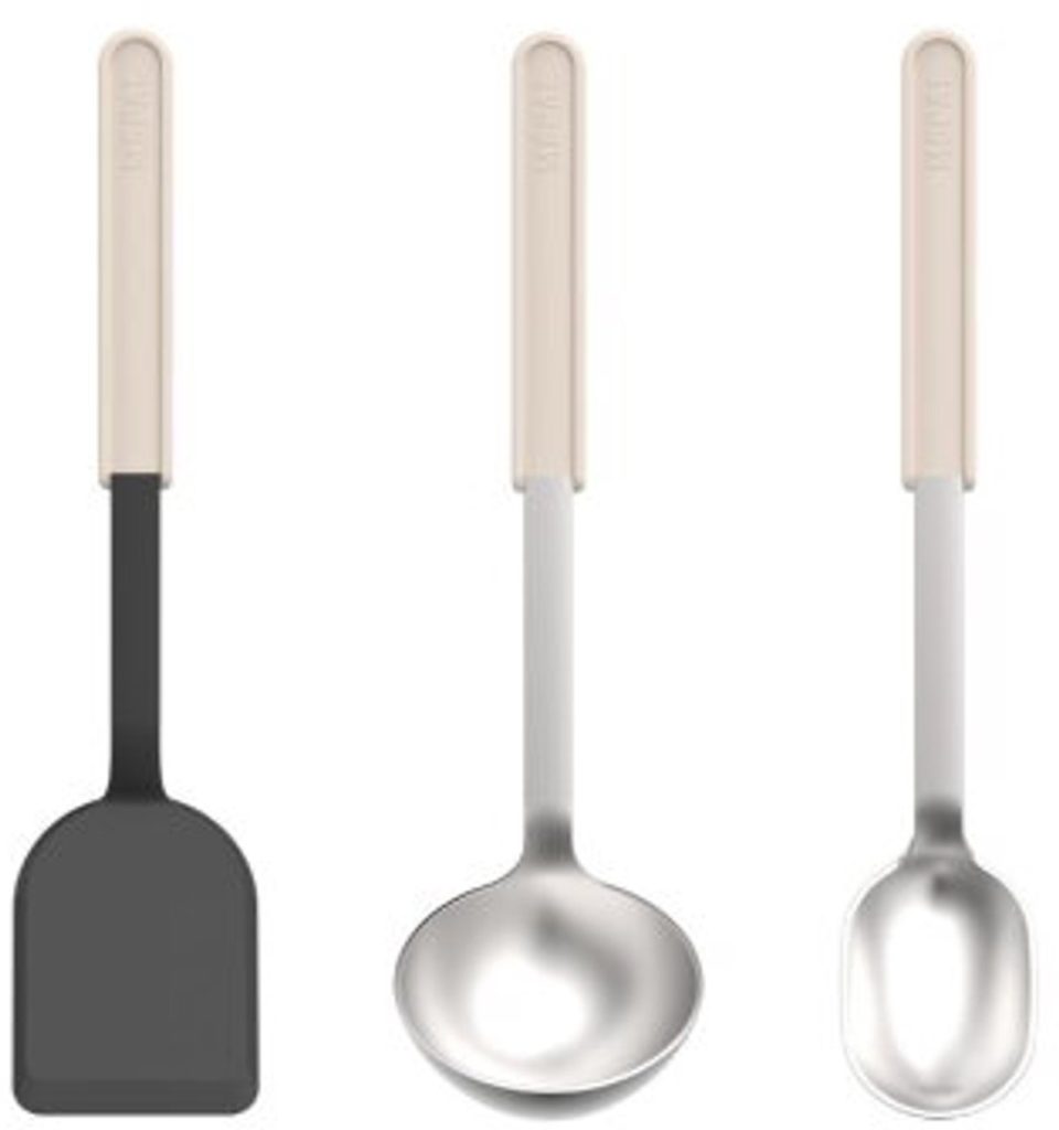 Mepal Kookset 3-delig (spatel + roerlepel + opscheplepel) Chef it Kookgerei met antiaanbaklaag Hittebestendig Keukengerei Chalk