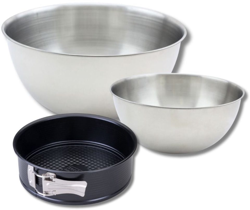 Zenker springvorm Set met 1 van, 1 spatel en 2 roestvrijstalen mengkommen Fackelmann 20 cm