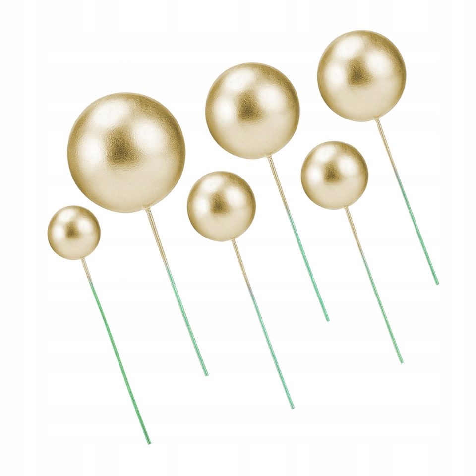 Tortito Gouden Taartdecoratie Ballen op Prikkers (20 stuks)