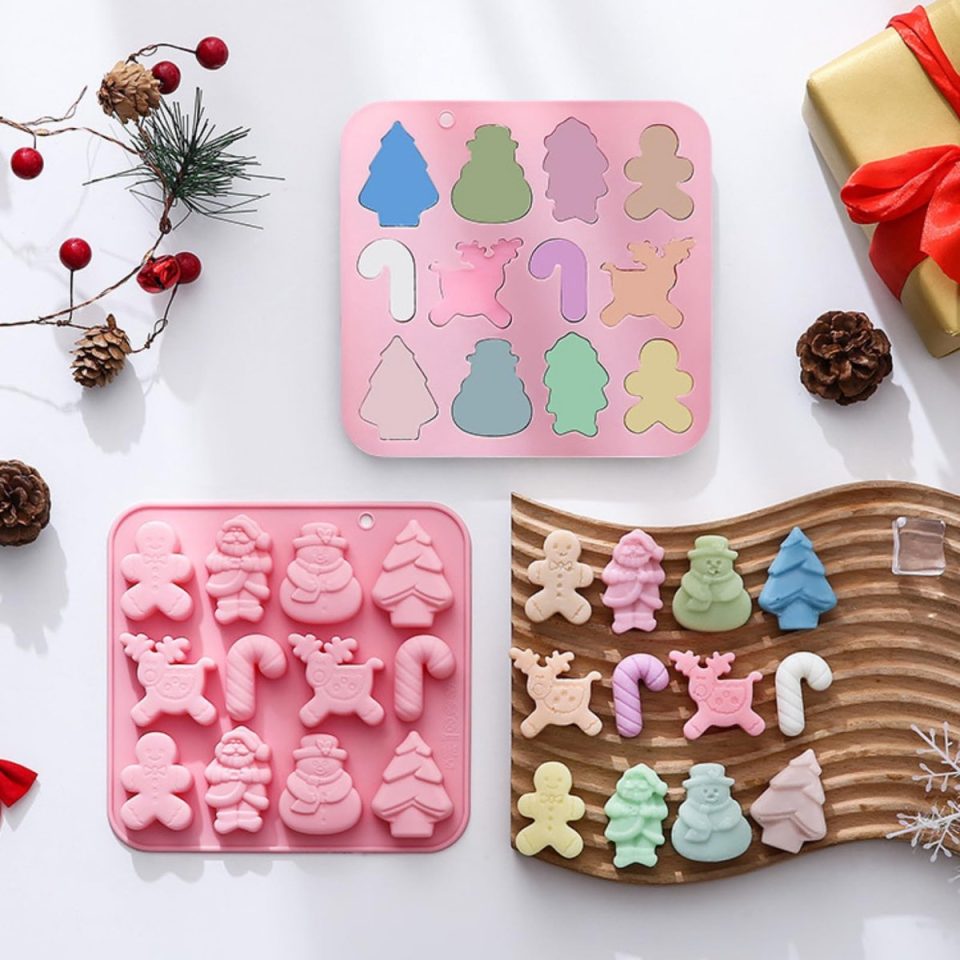 Unyqoos siliconen bakvorm met kerstpatronen voor chocolade en taartdecoratie