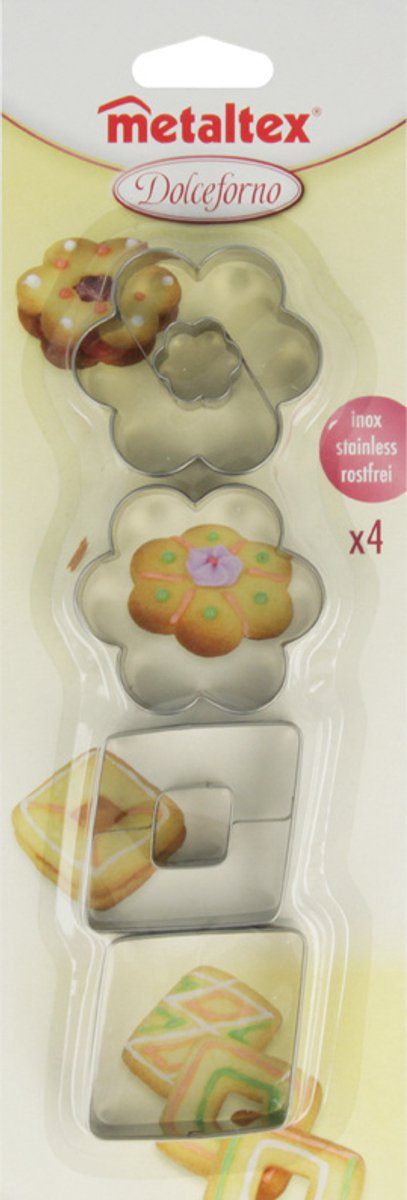 Metaltex Bakvormen-set Ruiten & Bloemen Rvs Zilver 4-delig
