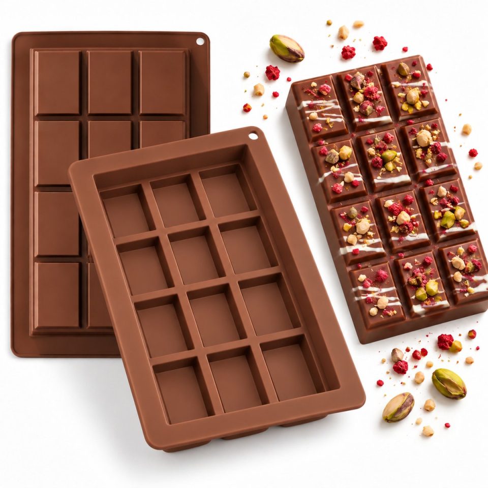 Lynn's chocolade Siliconen bakvorm Diepe chocolade mal 12 blokken Gevulde chocoladerepen Eiwitrepen Dubai reep