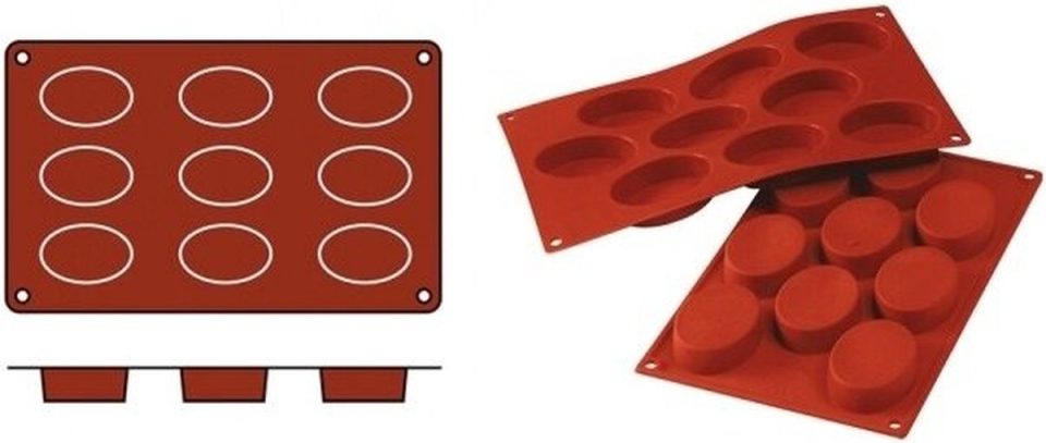Silikomart bakmat Ovals-Medium (Cap. SiliconFlex 070071 (09 stuks)