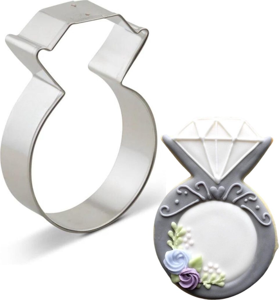 Winkrs uitsteekvorm Bruiloft Koekjes: Trouwring/Verlovingsring met Diamant