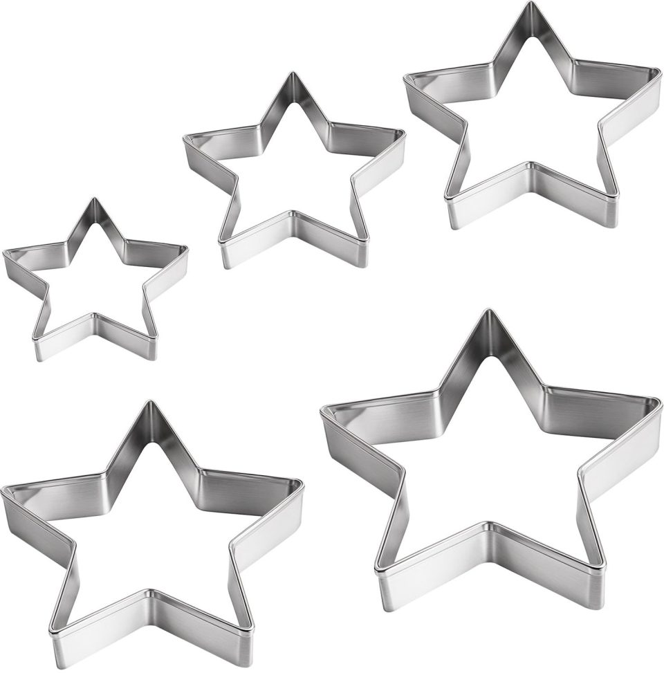 Duraxl Koekjesvormen Set van 5 Ster Roestvrij staal