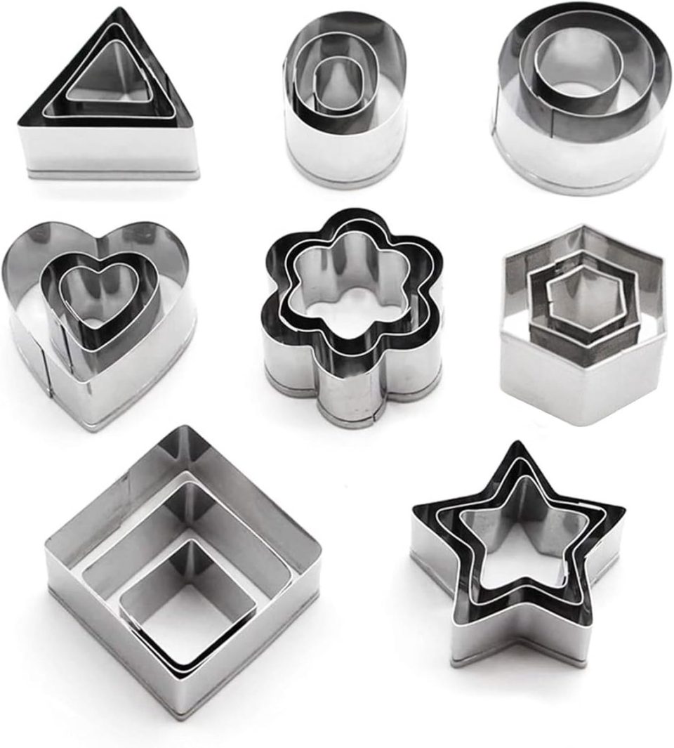 Famanu Geometrische koekjessnijders van roestvrij staal (24 stuks)