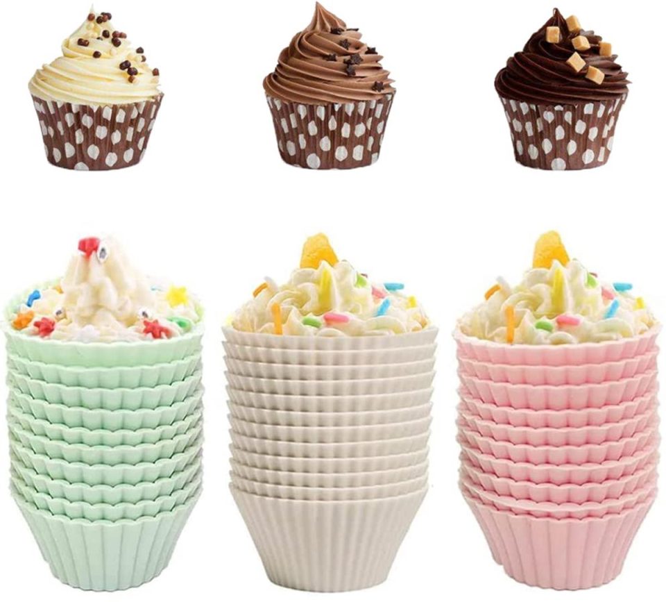 Unyqoos Set van 30 herbruikbare siliconen cupcakevormen in roze