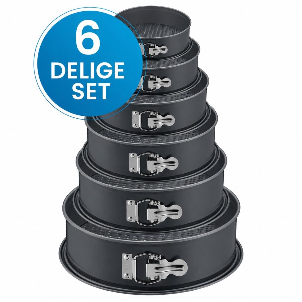 JVS Products Ronde bakvormen 6 Delige Zwart 28 cm