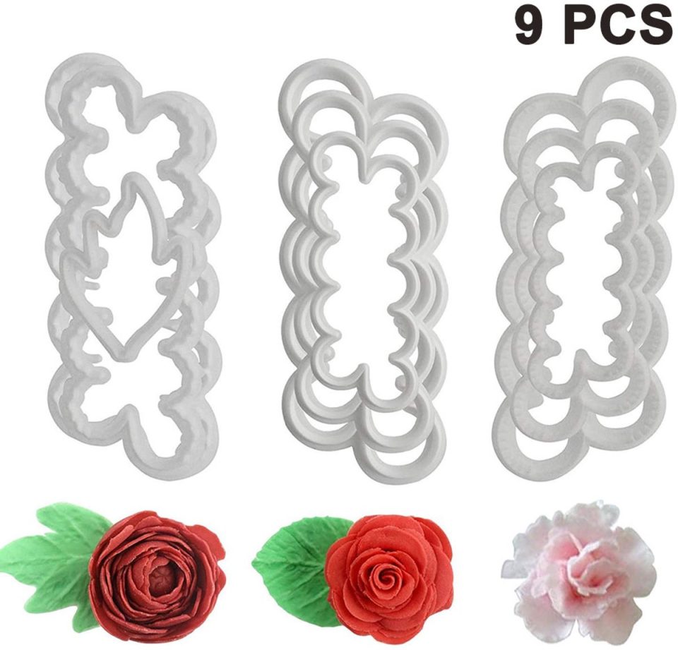 oneay rozen, anjers en pioenrozen 3D-bloemblaadjes taartvormpjes (9 stuks)
