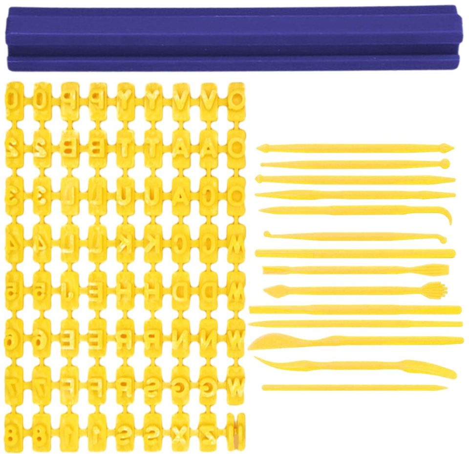 Coacom 72 Alfanumerieke koekjesstempelset met 14-delige taartdecoratietools