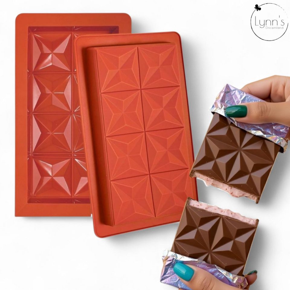 Lynn's chocolade Siliconen bakvorm Diepe chocolade mal 8 blokken Geometrisch Gevulde chocoladerepen Eiwitrepen Dubai reep