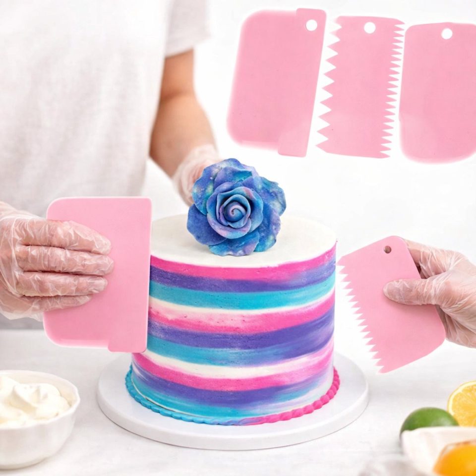 Cheaperito taartschraper Deegschraper Deeg Snijder 3-Delig Roze