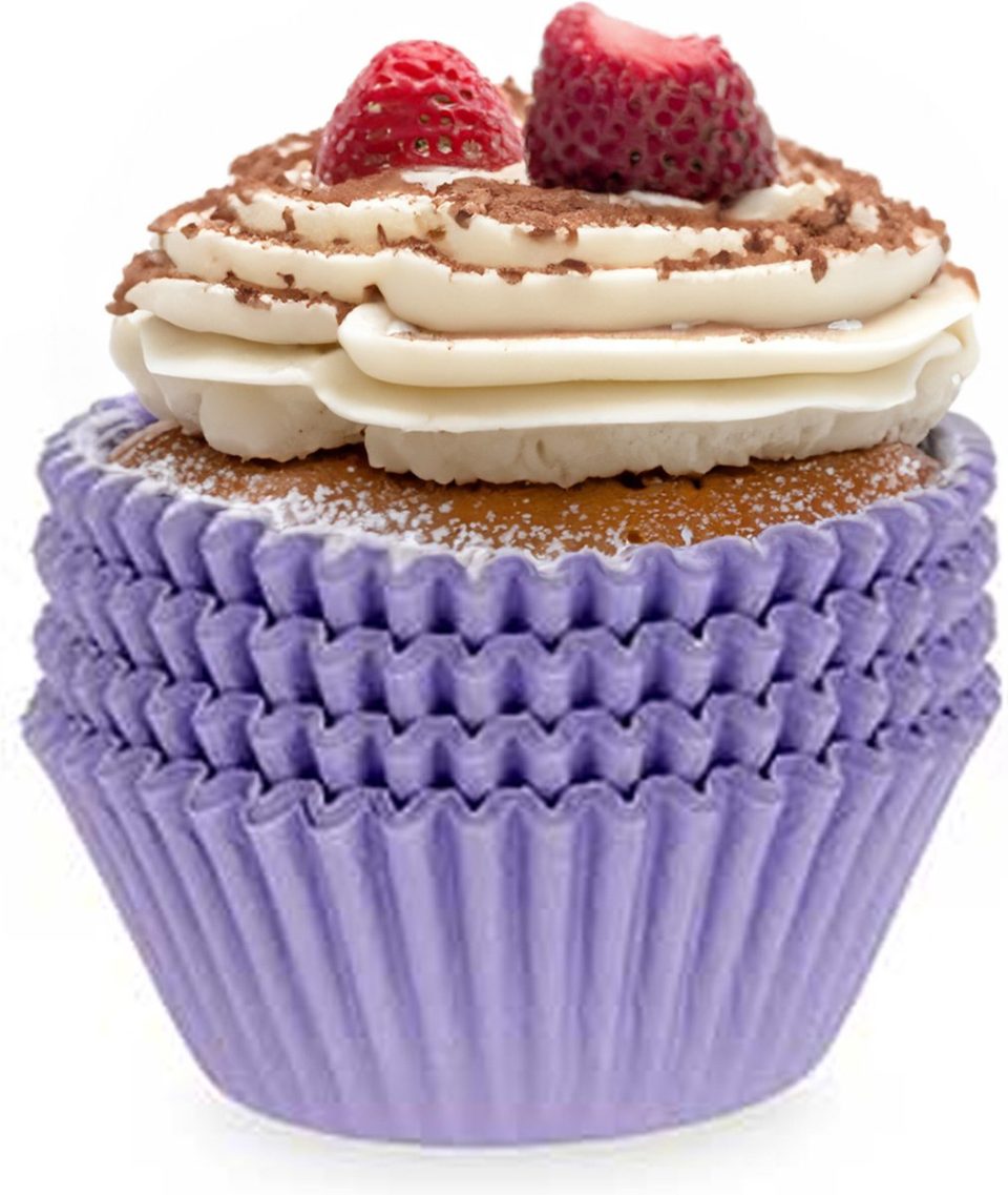 Kinvara Muffin en cupcakes maken vormpjes papier paars set 300X stuks dia zelf taartjes maken 11 cm