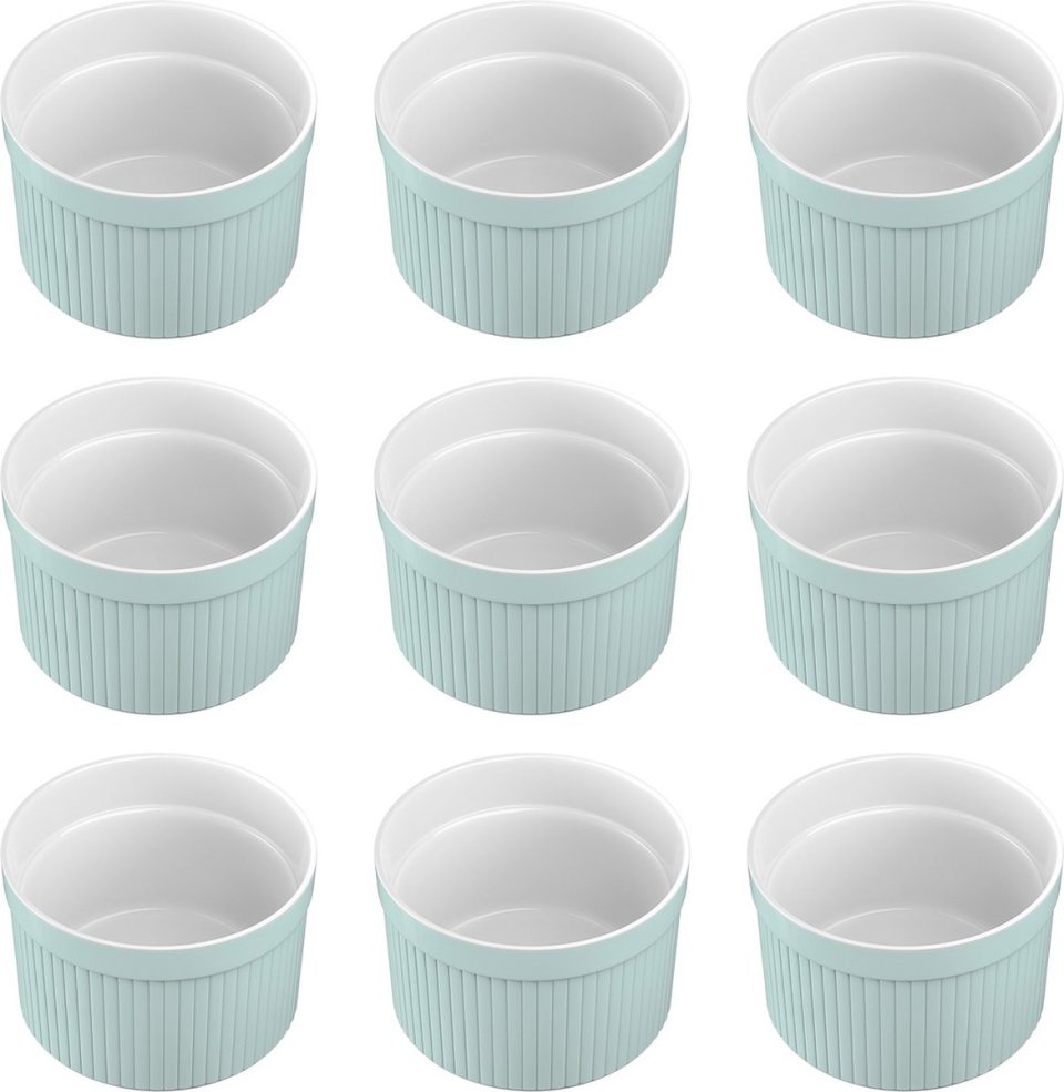 Intirilife bakvorm 6-delige set Soufflévormen van porselein in Lichtblauw met afmetingen van 7.8 x Om dessert, fruit of fruit porties, muffins, cupcakes, taart te bereiden 4,6 cm