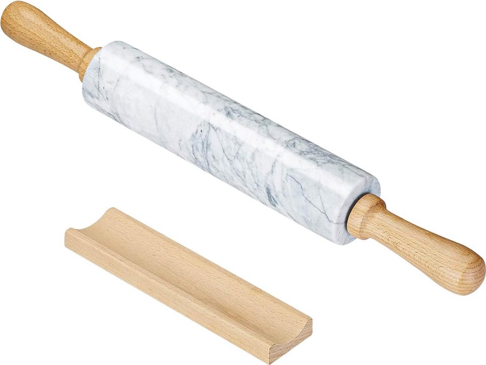 Intirilife deegroller Marmeren met houder in Wit 46,5 cm