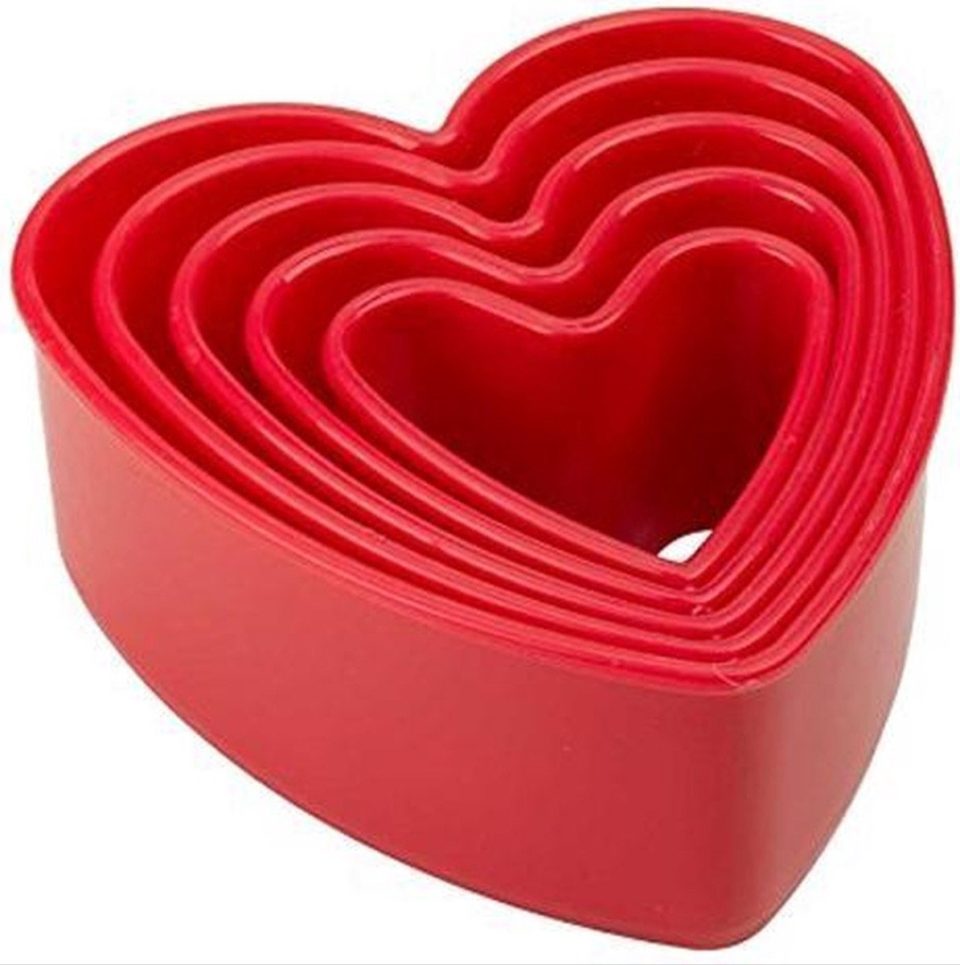 Scoby Deegvorm Set van 5 Hartjesvormen Cookie Cutters Rood (5 stuks)