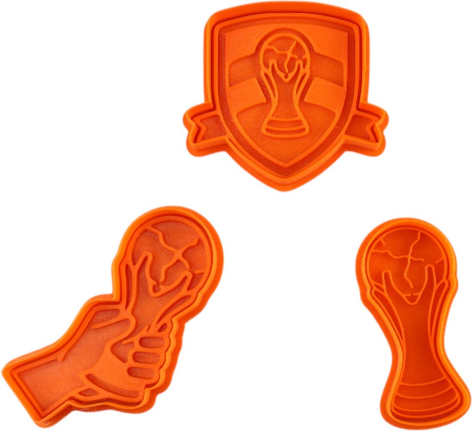 Ardran & Tookar uitsteekvormpjes voetbal Koekjes Uitstekers stempel voor deeg fondant klei Cookie Cutter WK & EK Oranje WK beker set