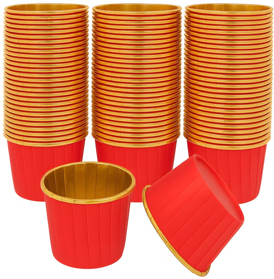orzeszku Muffinvormpjes Rood & Goud 40 x 50 mm (100 stuks)