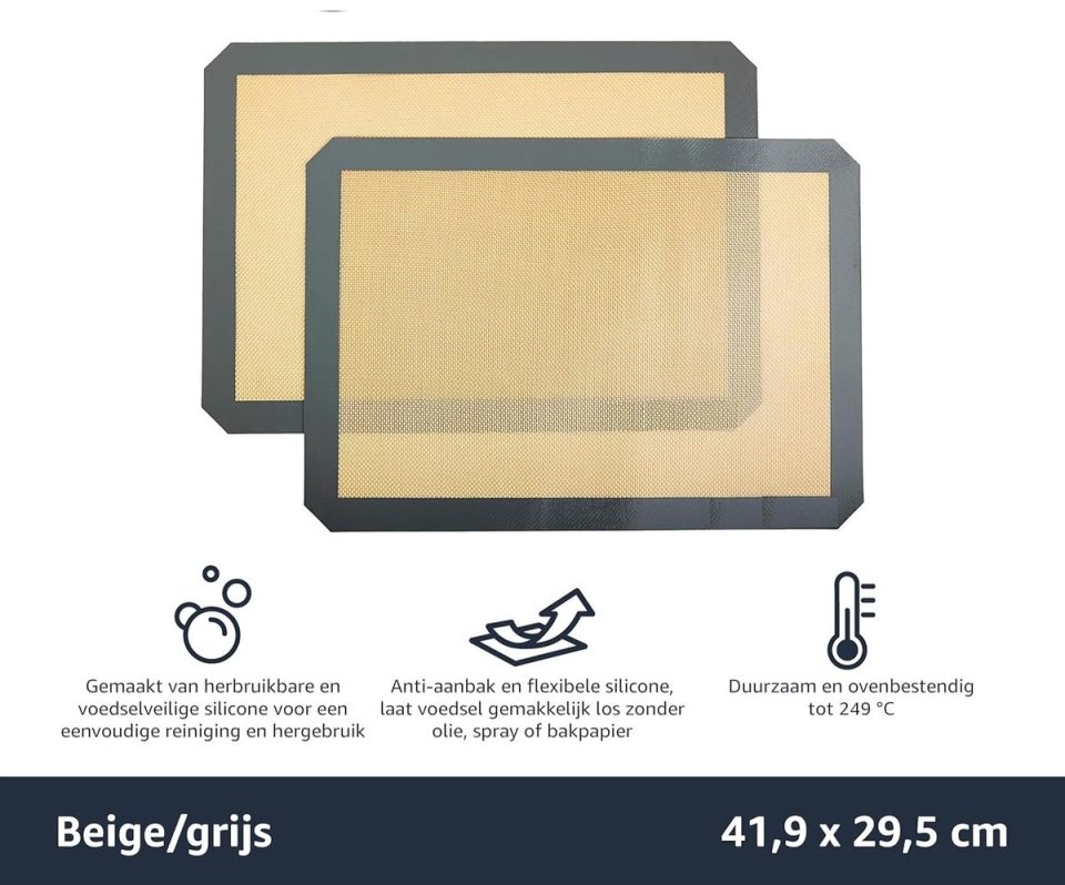 Famanu bakmat Rechthoekige beige grijs 29,54 x 41,91 cm (2 stuks)