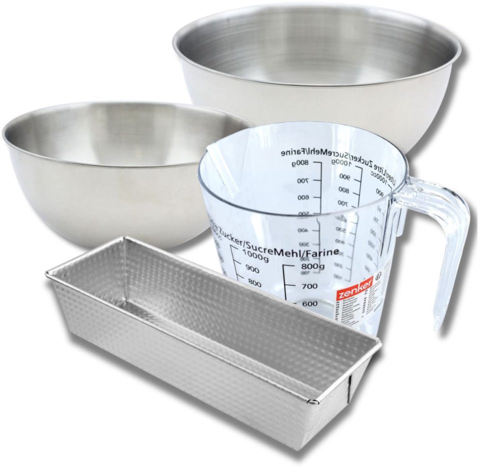 Zenker Bakkersset met cakevorm van staal 2 mengkommen 25 cm