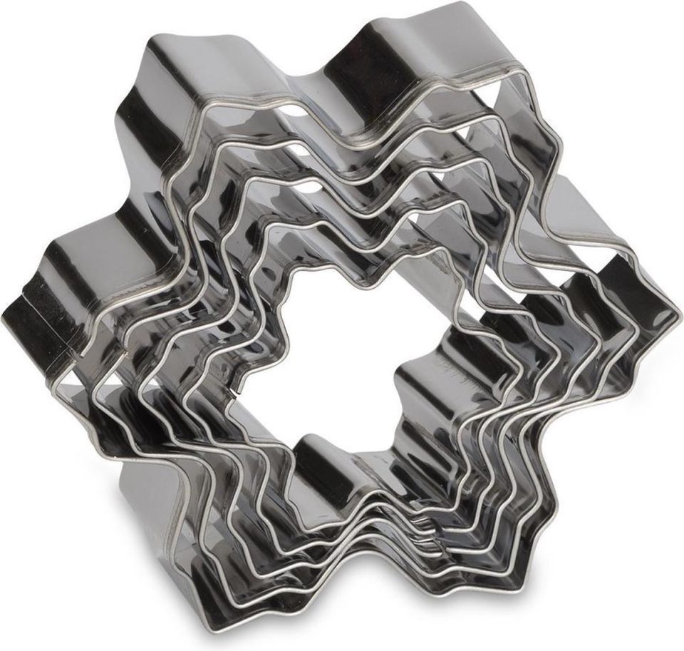 Patisse uitsteekvormen Sneeuwvlok RVS zilver 5-delig 7,9 cm
