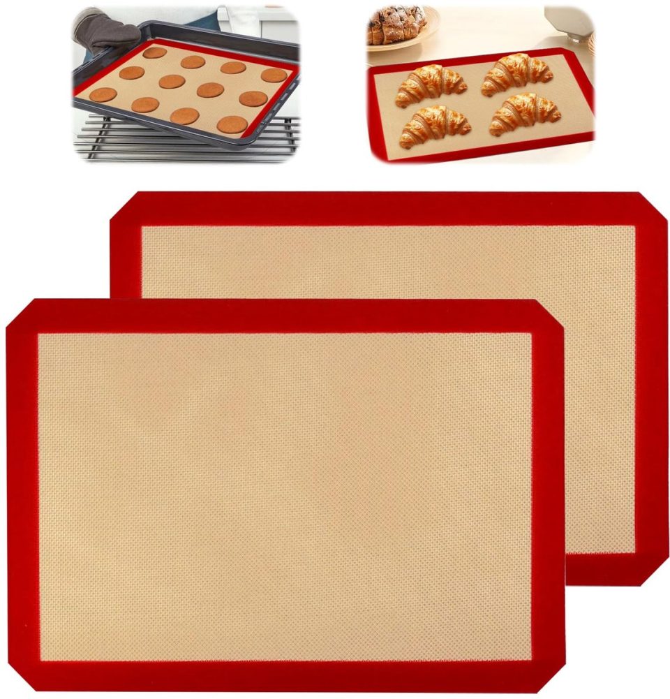 Famanu Set van 2 siliconen bakmatten voor bakplaat 30 x 40 cm