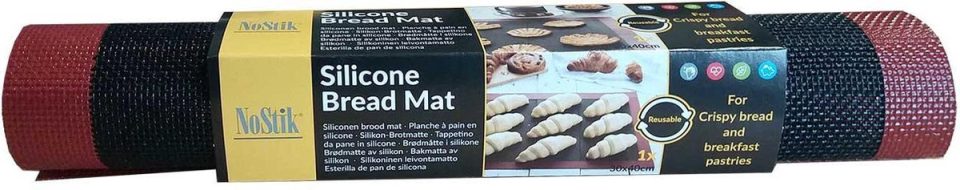 Nostik Broodmat Silicone Zwart-rand Rood 30 x 40 cm