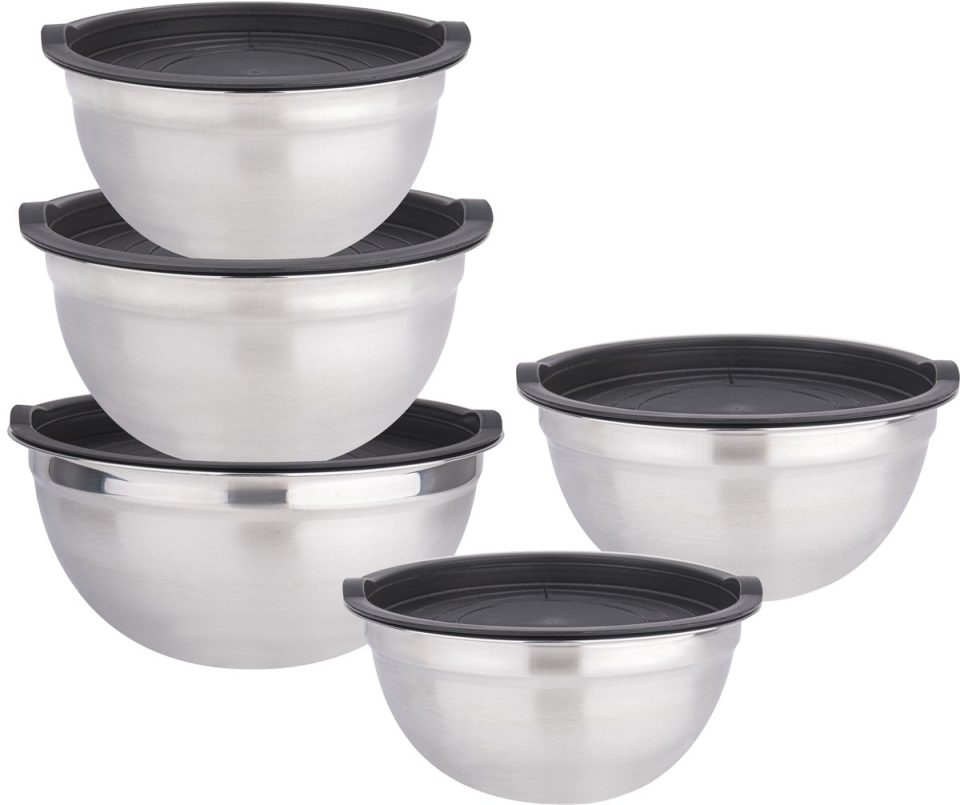 Cheffinger Mengkom Set van 5 Keukenkommen met Deksels 24 cm