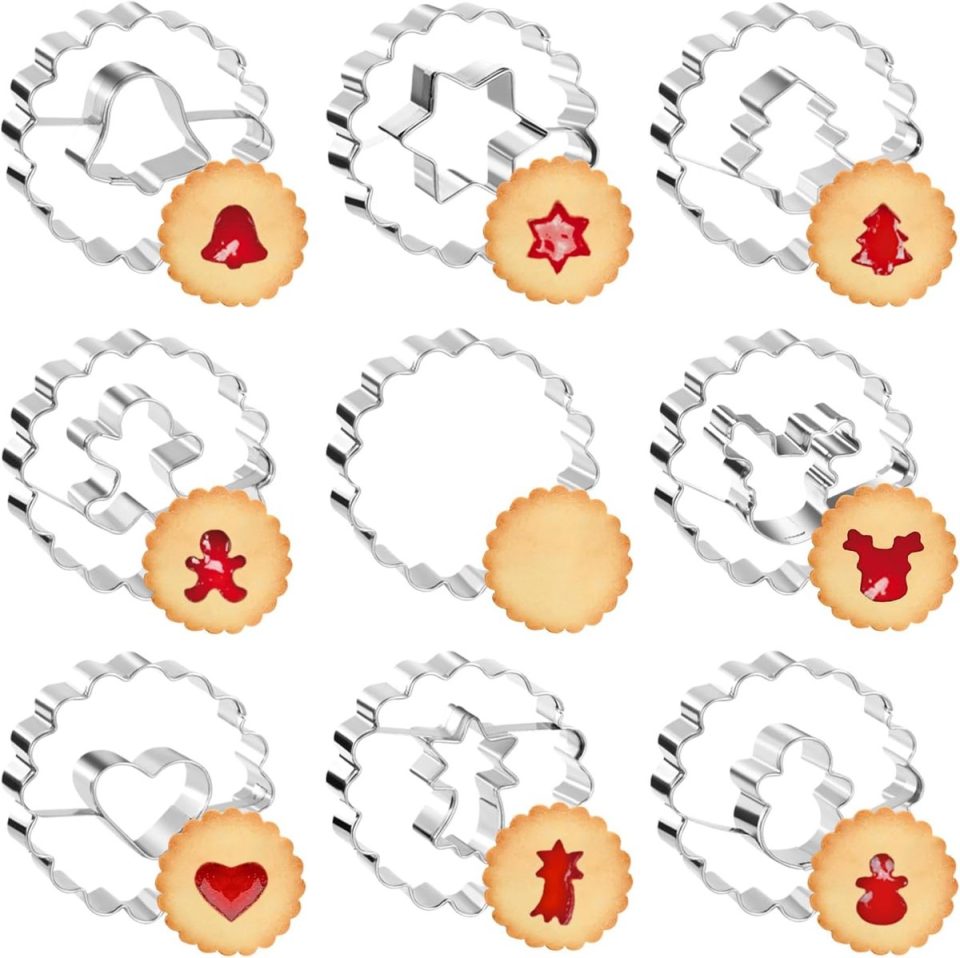 Famanu uitsteekvormpjes Kerst set van 9 kleine roestvrijstalen koekjessnijders