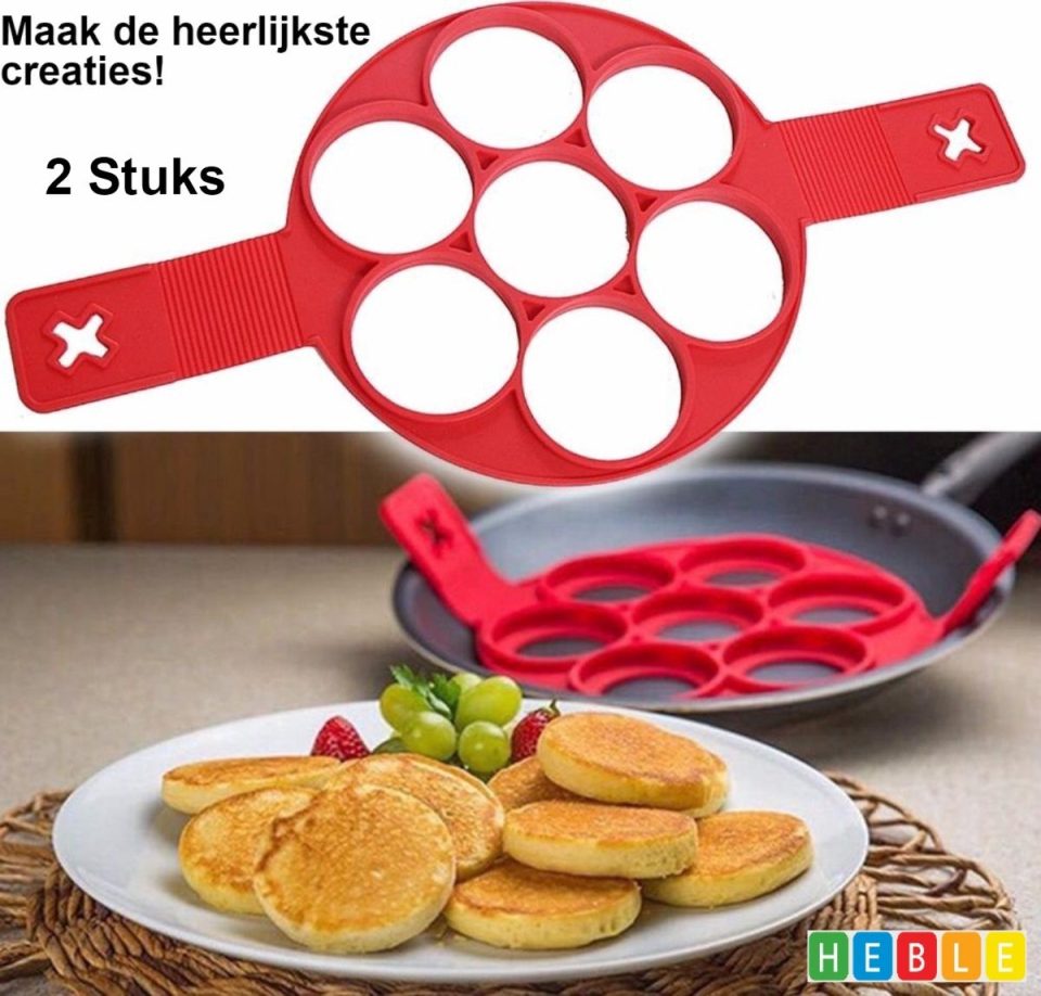 Heble® *** Siliconen Wafel Poffertjesvorm (2 stuks)