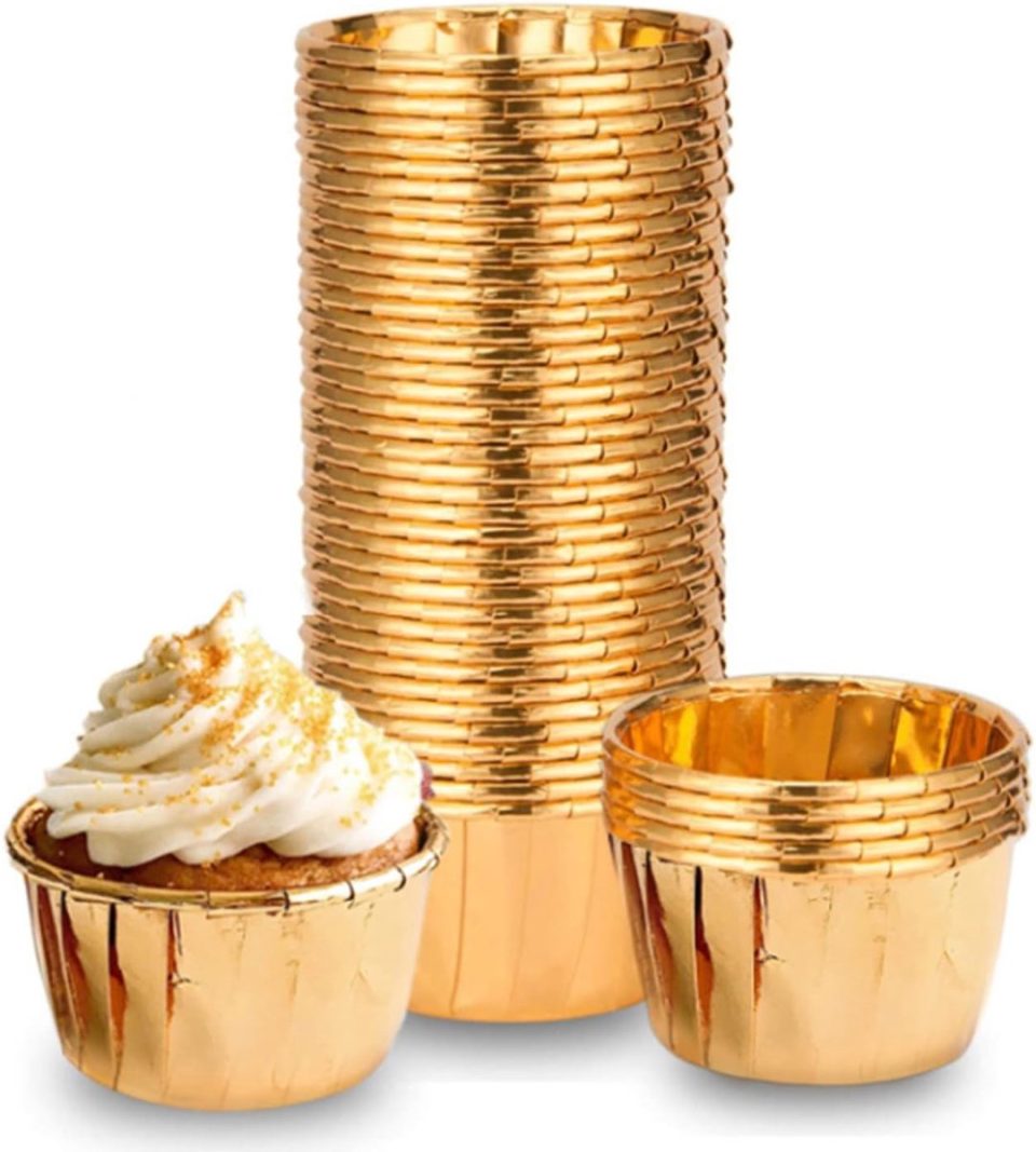 Imperatoris Cupcake vormpjes papier Set van 100 Goud 4 cm