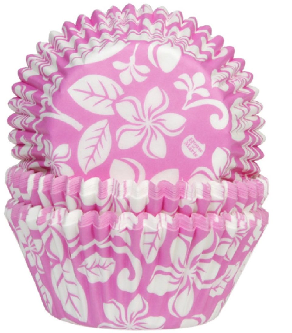 Aloha bloem cupcake vormpjes roze (50 stuks)
