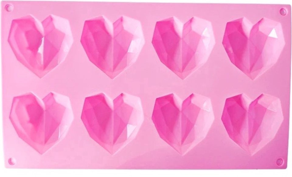 Scoby bakvorm Hartjes Chocolademal Silicone Mold 8 Hartjes 3D Bakvorm Hartvormig Roze