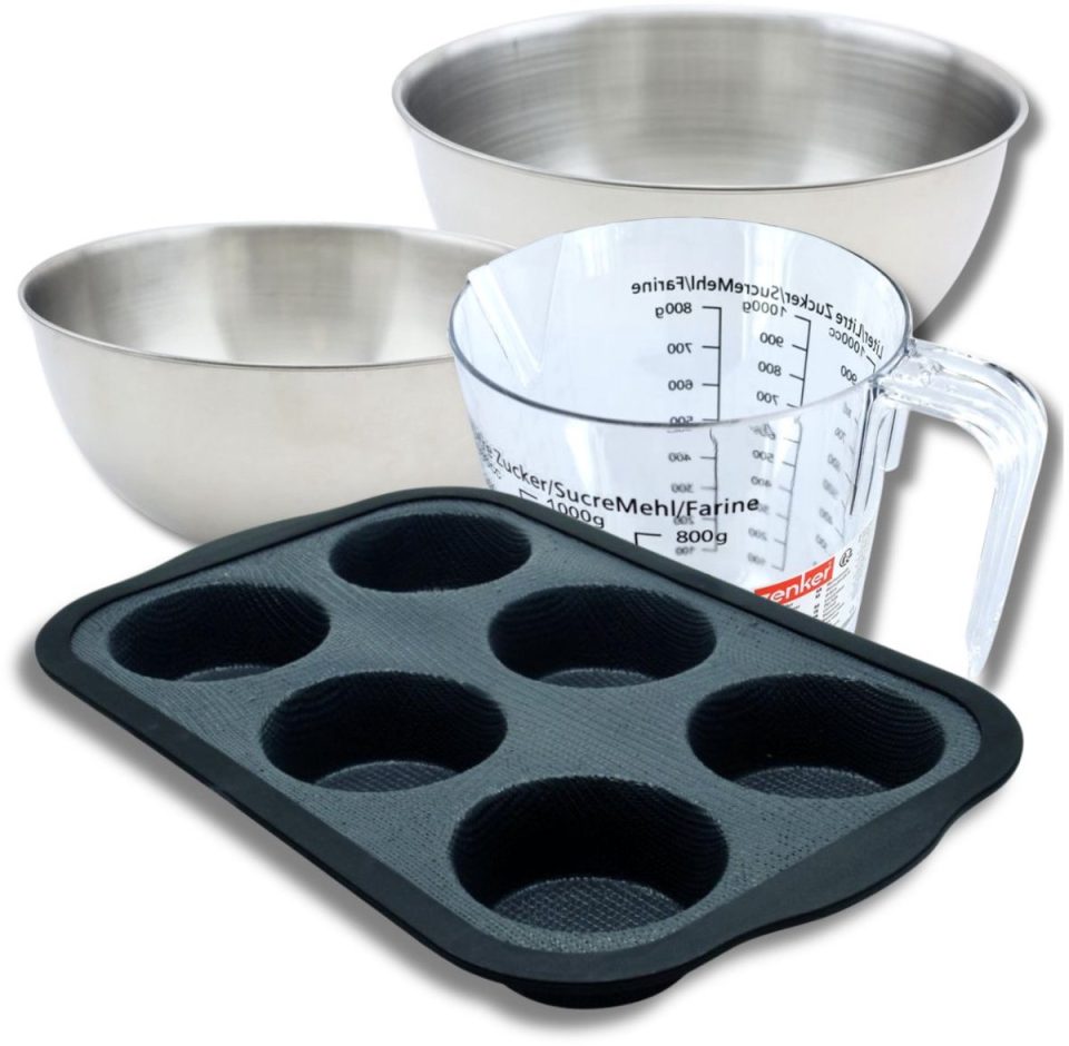 Zenker Bakkerijset met siliconen muffinvorm voor 6 muffins 2 mengkommen
