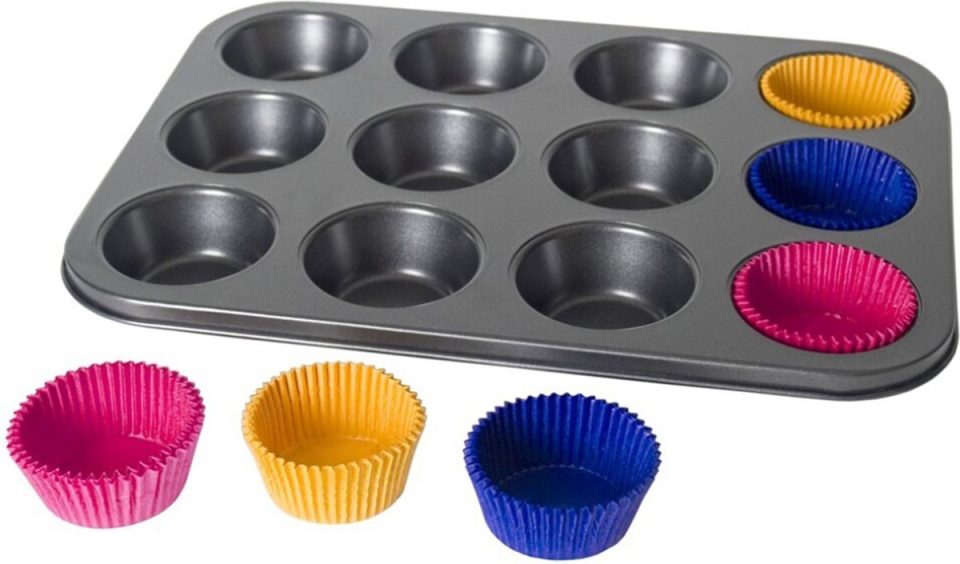 Gerimport bakvorm Muffins/cupcakes maken /blik voor 12X stuks 35 x 26 cm