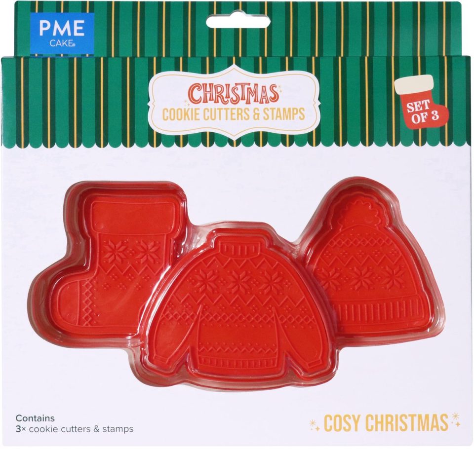 PME Kerstkoekjesvormpjes en stempels Gezellige Kerst (set van 3)