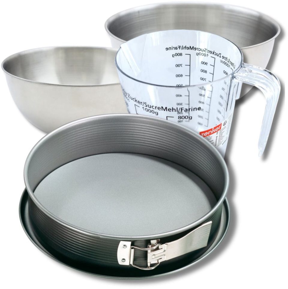 Zenker Bakkersset met springvorm van staal 2 mengkommen 28 cm